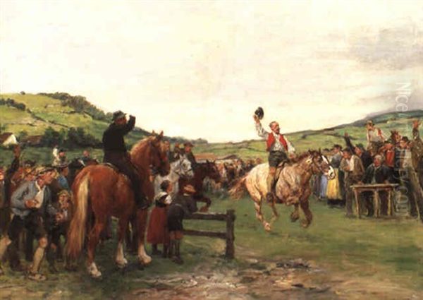 Der Sieger Des Pferderennens Oil Painting by Julius von Blaas