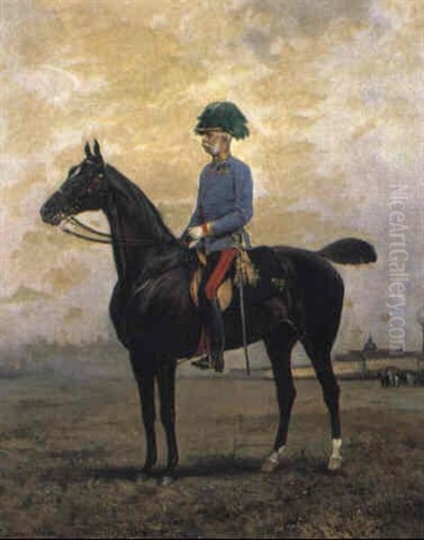 Kaiser Franz Josef In Campagneuniform Oil Painting by Julius von Blaas