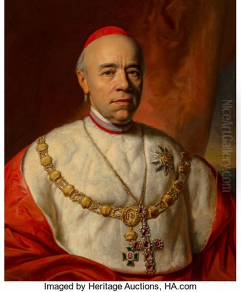 Portrait Of Cardinal Primate Of Hungary And Archbishop Of Gran Oil Painting by Karl von Blaas