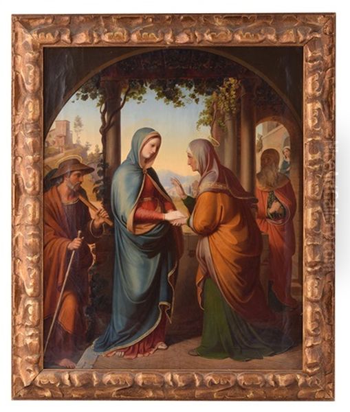 The Virgin Mary Greeting Elizabeth Oil Painting by Karl von Blaas