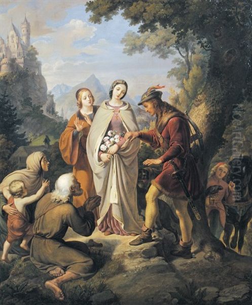 Das Rosenwunder Der Heiligen Elisabeth Oil Painting by Karl von Blaas