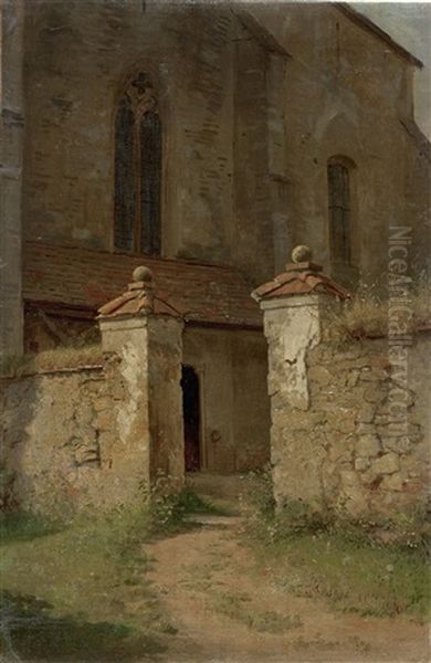 Eingang Zu Einer Gotischen Kirche Oil Painting by Karl von Blaas