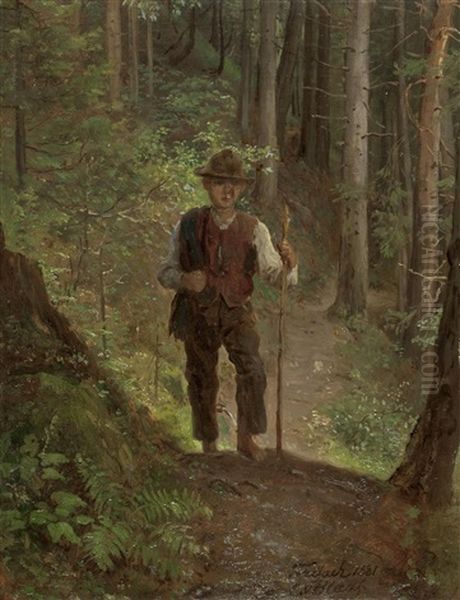 Huterbub Im Wald Oil Painting by Karl von Blaas