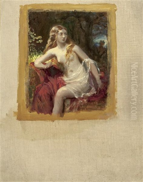 Sitzende Nymphe Oil Painting by Karl von Blaas