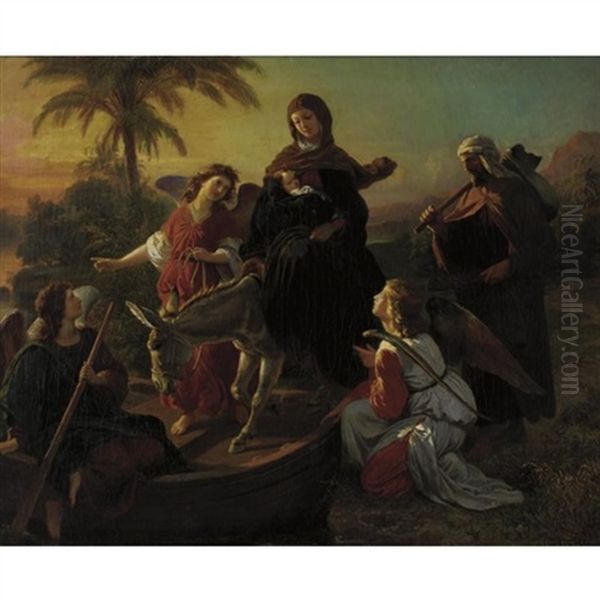 The Flight Into Egypt Oil Painting by Karl von Blaas