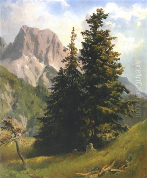 Sommertag Im Hochgebirge Oil Painting by Karl von Blaas