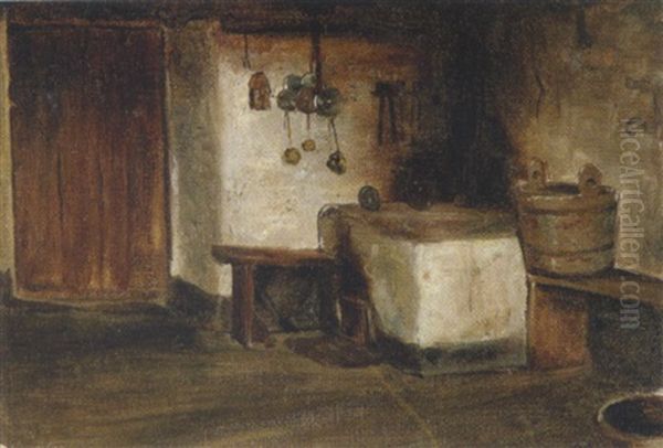 Interieur Einer Tiroler Bauernkuche Oil Painting by Karl von Blaas