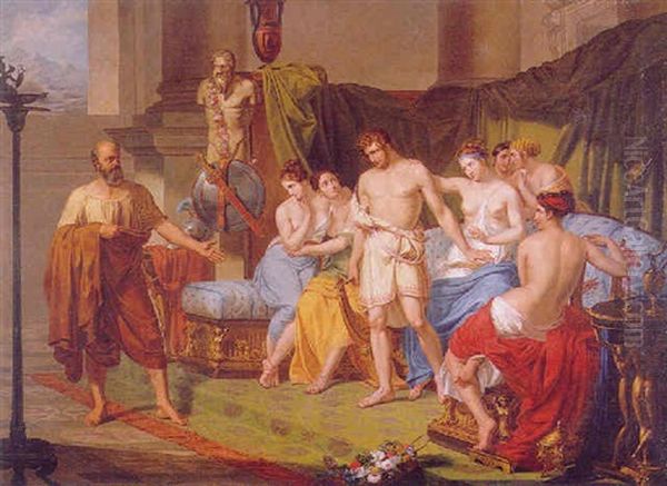 Socrates And Alkibiades Oil Painting by Karl von Blaas