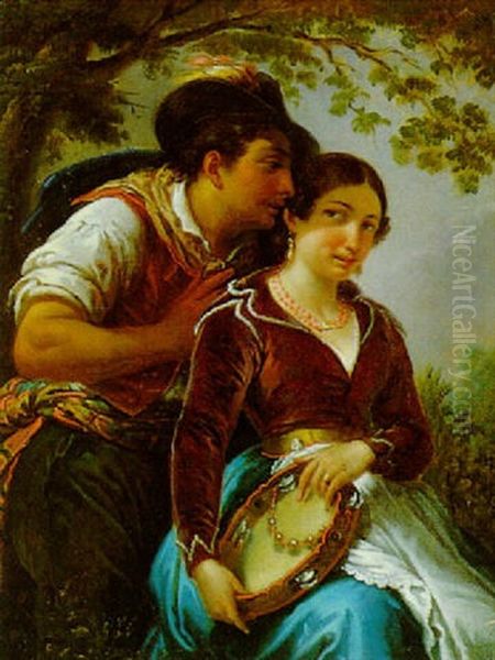 Beim Tanz, Ein Kleiner Flirt Oil Painting by Karl von Blaas