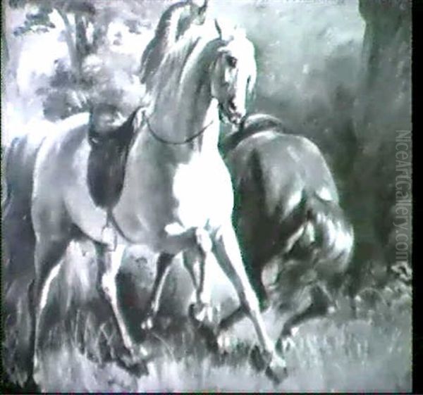 Zwei Pferde Oil Painting by Karl von Blaas