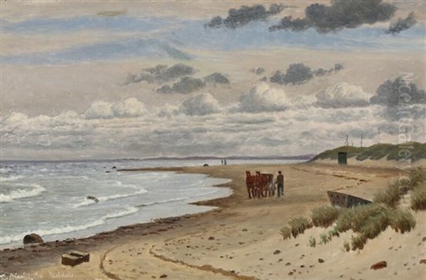 A Carriage On The Beach Oil Painting by Christian Blache