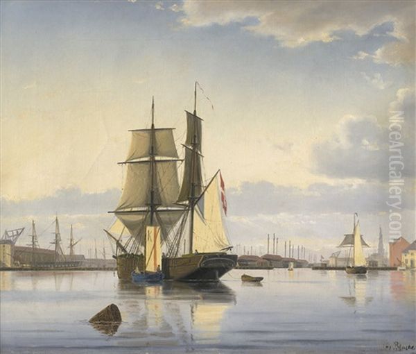 Segelschiffe Im Hafen Von Kopenhagen Oil Painting by Christian Blache