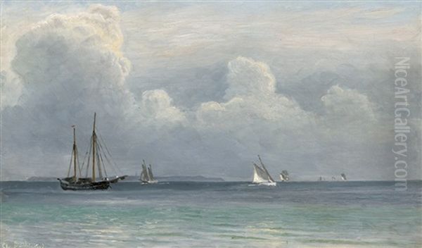 Segelschiffe Bei Hven Im Oresund Oil Painting by Christian Blache