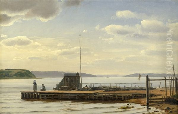 Aussicht Von Hindsgaul Auf Den Kolding Fjord Un Oil Painting by Christian Blache