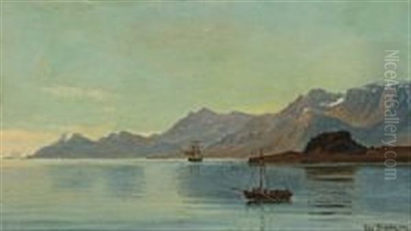 Aften I Skjaergaarden Ved Mandal Oil Painting by Christian Blache