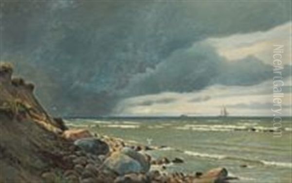 Coastal Scene With Storm Clouds Oil Painting by Christian Blache