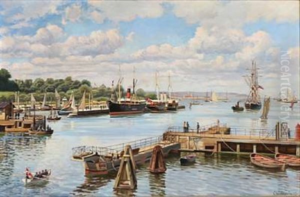 View Near Nordre Toldbod (northern Custom House) In Copenhagen Harbour Oil Painting by Christian Blache