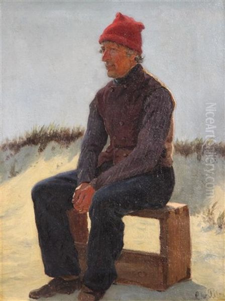 An Old Sailor On The Shore Oil Painting by Christian Blache