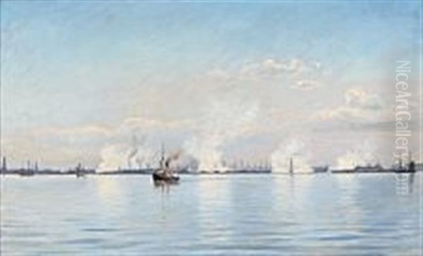 The Entrance To Copenhagen Harbour Oil Painting by Christian Blache