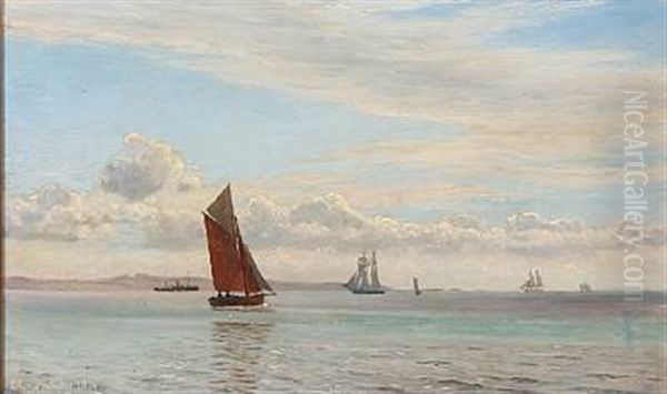 Seascape With Sailing Ships Oil Painting by Christian Blache