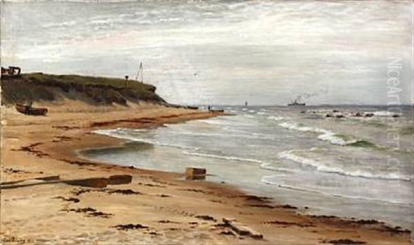 Beach Scene Oil Painting by Christian Blache