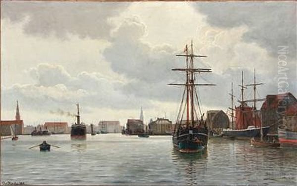 View From Copenhagen Harbour Oil Painting by Christian Blache