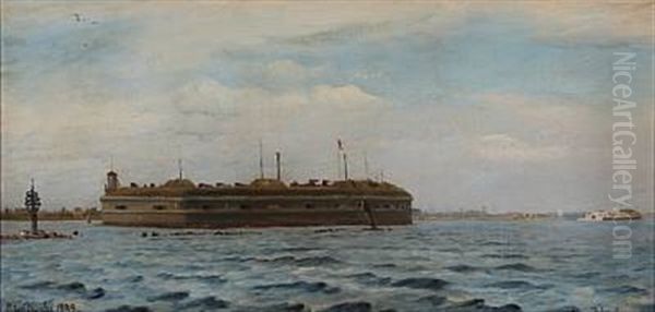 View Of The Fortress Provestenen At Copenhagen Harbour Oil Painting by Christian Blache