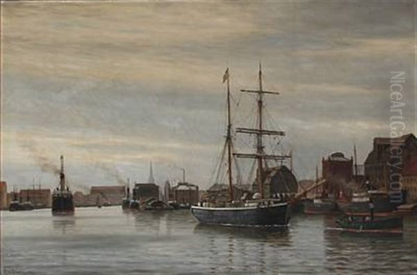 Entering Copenhagen Harbour Oil Painting by Christian Blache