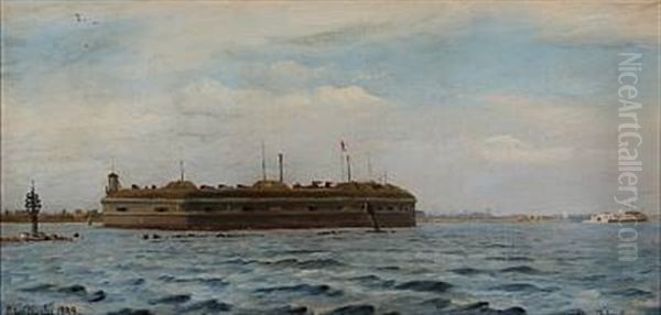 Scene From The Fortress Provestenen At Copenhagen Harbour Oil Painting by Christian Blache