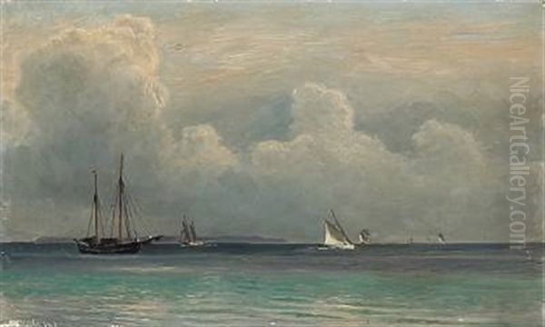 Seascape With Sailing Ships In The Great Sound Oil Painting by Christian Blache