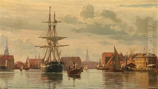 Summer Day At Copenhagen Harbour Oil Painting by Christian Blache