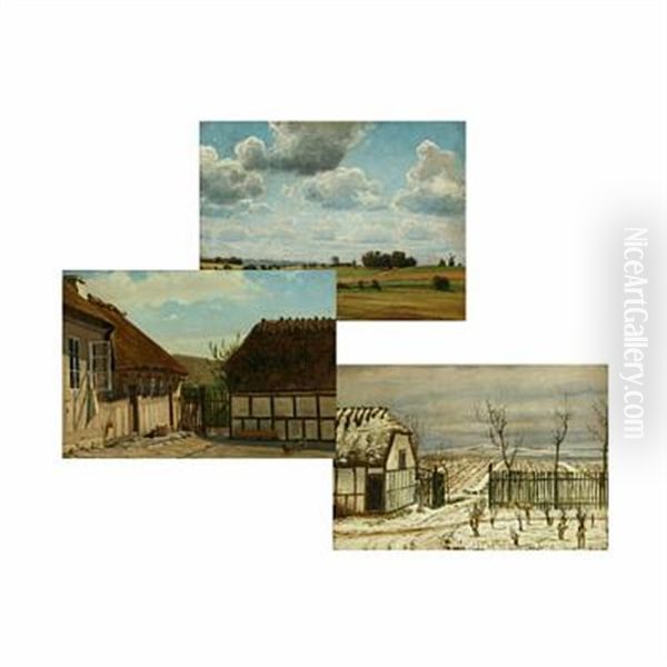 Landscape (+ 2 Others; 3 Works) Oil Painting by Christian Blache