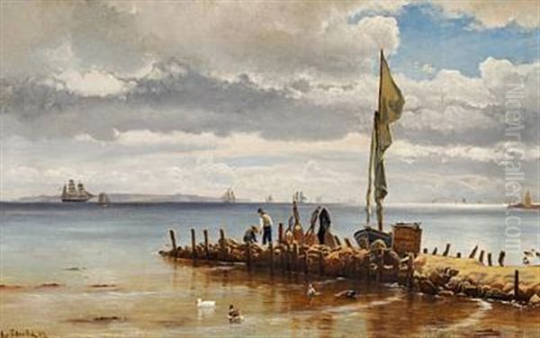 Summer Day At The Beach, In North Sealand Oil Painting by Christian Blache