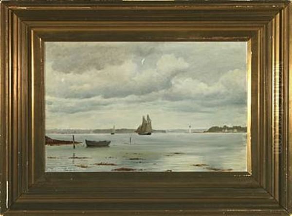 Marine With Sailing Ships At Lyngs Odde In The Little Belt, Denmark Oil Painting by Christian Blache