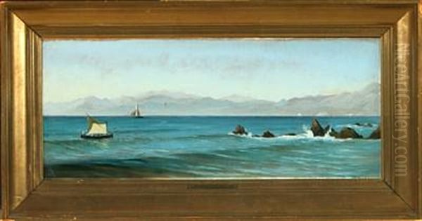 Marine With Ships At Sea Oil Painting by Christian Blache