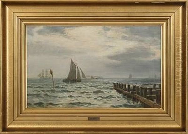 Seascape With Sailing Ships Oil Painting by Christian Blache