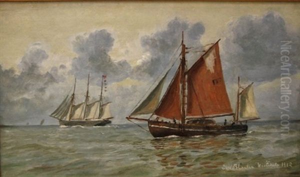 Fartoj Signalerer Hirtshals Oil Painting by Christian Blache