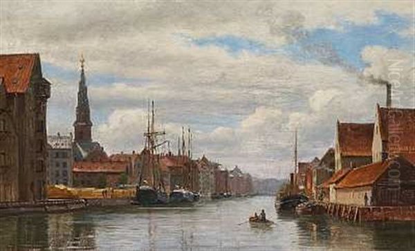 Parti Fra Christianshavn, I Baggrunden Vor Frelser Kirkes Tarn Oil Painting by Christian Blache