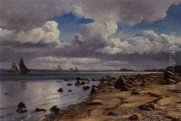 Strandparti Nord For Helsingor Oil Painting by Christian Blache