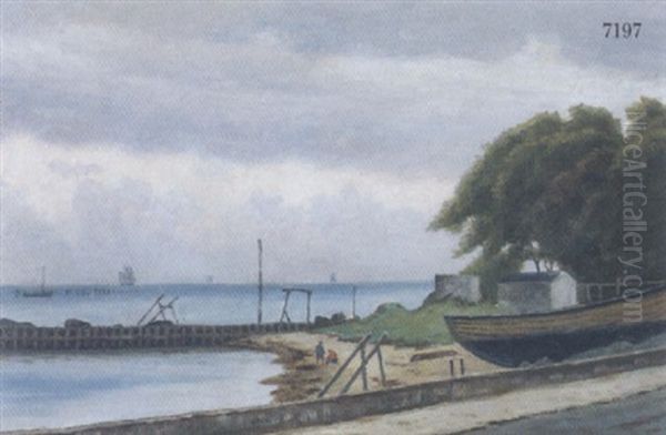 Fiskerleje Ved Nordsjaellands Kyst Oil Painting by Christian Blache