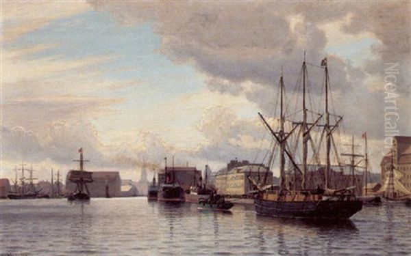 Parti Fra Kobenhavns Havn Oil Painting by Christian Blache