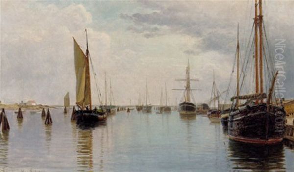 Marstal Havn Oil Painting by Christian Blache