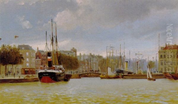 Parti Fra Havnen I Rotterdam Oil Painting by Christian Blache