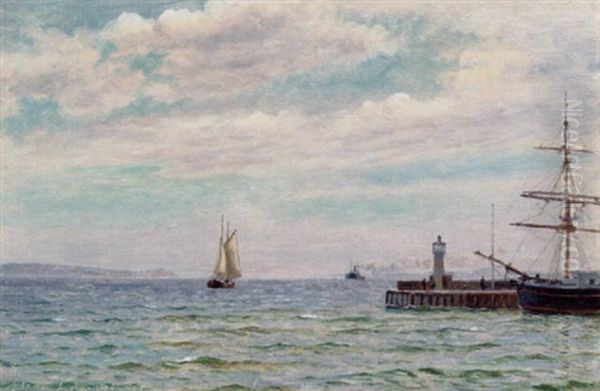 Udsigt Fra Aarhus Nordhavn Mod Mols Hoved Oil Painting by Christian Blache