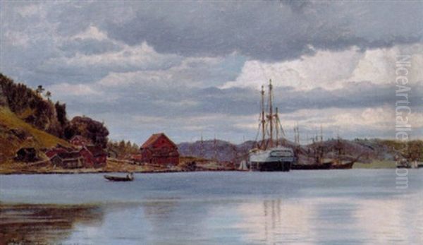 Parti Fra Havnen I Sandefjord Oil Painting by Christian Blache