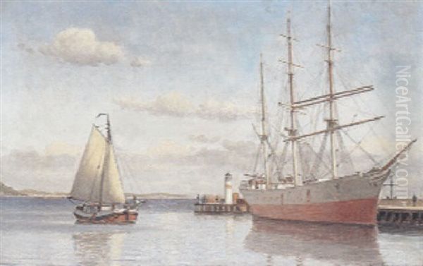 Fra Arhus Havn Oil Painting by Christian Blache