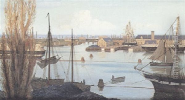 Udsigt Over Kobenhavns Havn Oil Painting by Christian Blache