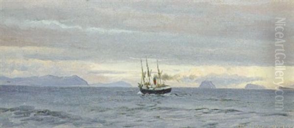 Marine Med Fiskekutter Pa Havet, Antagelig Ved Faeroerne Oil Painting by Christian Blache