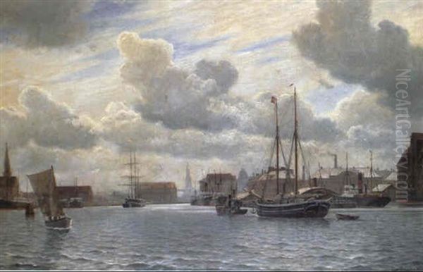 Indsejlingen Til Kobenhavns Havn Oil Painting by Christian Blache