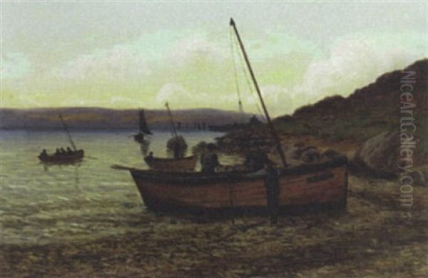 Preparing For The Fishing, Tarbert Oil Painting by Andrew Black